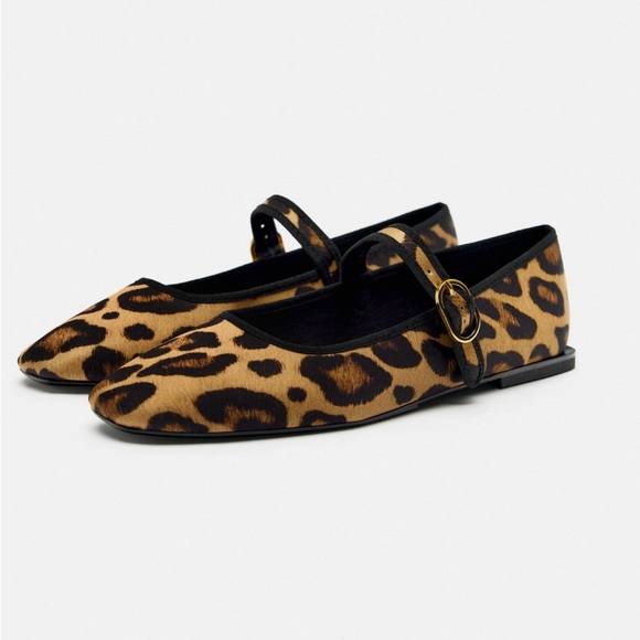 ZARA Animal Print Ballet Flats Leopard - Picture 8 of 14